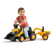 Falk Odstrkovadlo - traktor JCB s prívesom a prednou-zadnou lyžicou 6