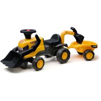 Falk Odstrkovadlo - traktor JCB s prívesom a prednou-zadnou lyžicou