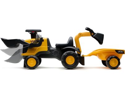 Falk Odstrkovadlo - traktor JCB s prívesom a prednou-zadnou lyžicou