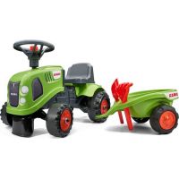 Falk Odstrkovadlo traktor Claas zelené s volantom a prívesom