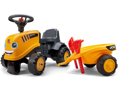 Falk Odstrkovadlo traktor JCB žlté s volantom a valníkom - Poškodený obal