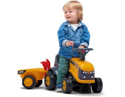 Falk Odstrkovadlo traktor JCB žlté s volantom a valníkom - Poškodený obal