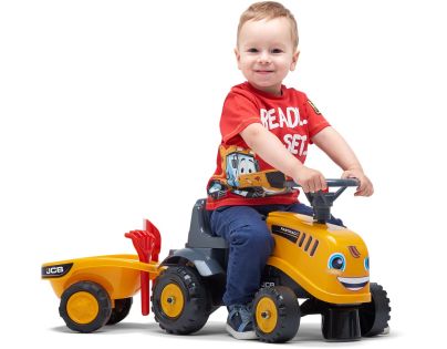 Falk Odstrkovadlo traktor JCB žlté s volantom a valníkom - Poškodený obal