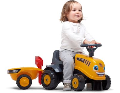 Falk Odstrkovadlo traktor JCB žlté s volantom a valníkom - Poškodený obal