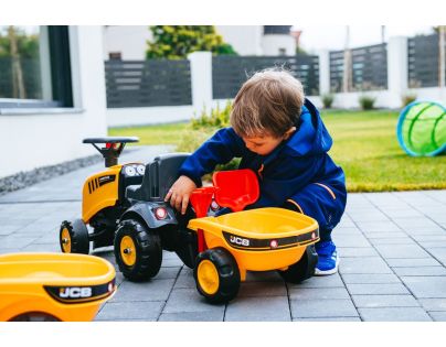 Falk Odstrkovadlo traktor JCB žlté s volantom a valníkom - Poškodený obal