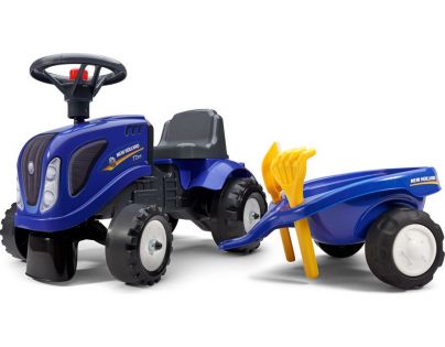 Falk Odstrkovadlo traktor New Holland modré s volantom a prívesom