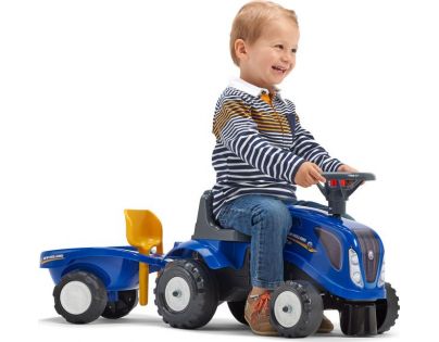 Falk Odstrkovadlo traktor New Holland modré s volantom a prívesom