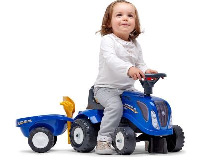 Falk Odstrkovadlo traktor New Holland modré s volantom a prívesom