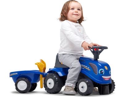 Falk Odstrkovadlo traktor New Holland modré s volantom a prívesom