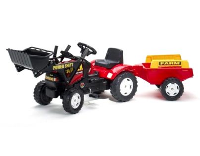 Falk Šlapací traktor Farm s valníkem a lžící červený
