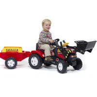 Falk Šlapací traktor Farm s valníkem a lžící červený 2