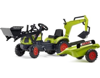 Falk Traktor šliapací Claas Arion 410 s prednou a zadnou lyžicou a valník