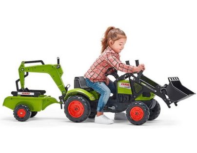 Falk Traktor šliapací Claas Arion 410 s prednou a zadnou lyžicou a valník