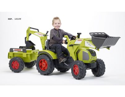 Falk Šliapací traktor Claas Axos 330 s prednou a zadnou lyžicou
