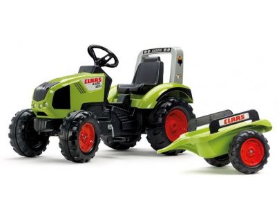 Falk Traktor šliapací Claas Axos 330 s vozíkom zelený