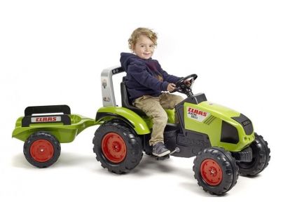 Falk Traktor šliapací Claas Axos 330 s vozíkom zelený