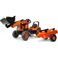Falk Traktor šliapací Kubota M7171 s valníkom a prednou lyžicou oranž