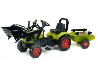 Falk Traktor zelený Claas Arion 410 s prívesom a prednou lyžicou