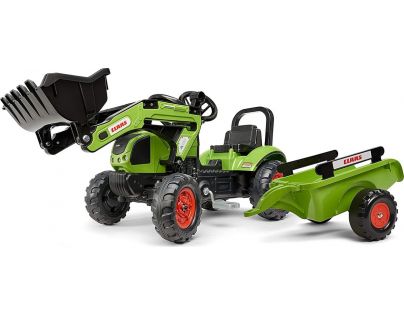 Falk Traktor zelený Claas Arion 410 s prívesom a prednou lyžicou