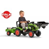 Falk Traktor zelený Claas Arion 410 s prívesom a prednou lyžicou 3