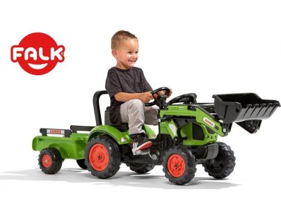 Falk Traktor zelený Claas Arion 410 s prívesom a prednou lyžicou