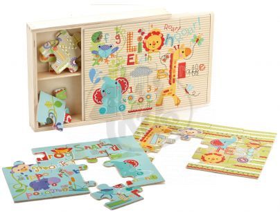 Fisher Price Dřevěné puzzle 3v1 36dílků