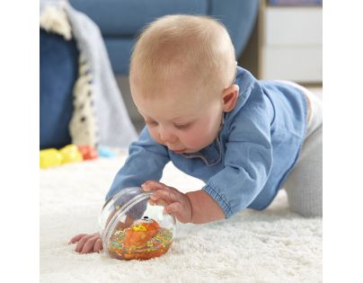Fisher Price Zvieratko v guli oranžový medvedík