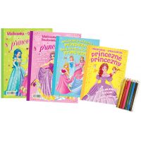 Foni Book Omaľovánky a aktivity Princezny 4 ks s pastelkami
