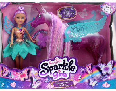 Funville Magický svítící jednorožec s vílou Sparkle Girlz - Poškodený obal
