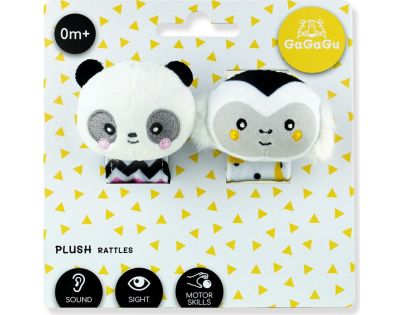 GaGaGu Plyšové chrastítko na ruku Opice, Panda 5,5 cm
