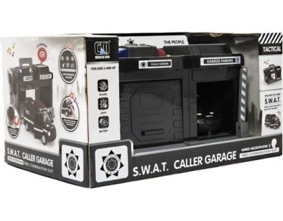 Garáž polícia Swat + auto 15 cm so svetlom so zvukom