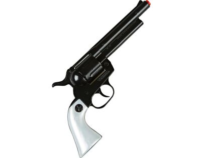 Gonher Kovbojský revolver kovový čierny 12 rán strieborná pažba - Poškodený obal