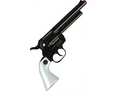 Gonher Kovbojský revolver kovový čierny 12 rán strieborná pažba