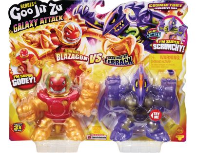 Goo Jit Zu figúrka Galaktický útok Séria 5 Sun Fyre Blazagon vs. Dark Matter Terrack 12 cm - Poškodený obal