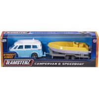 Halsall Teamsterz Karavan s prívesom a loďou Modré auto a žlutý člun 2