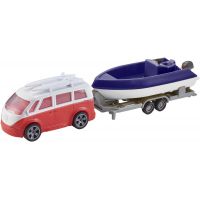 Halsall Teamsterz Karavan s prívesom a loďou Červené auto a fialový člun