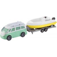 Halsall Teamsterz Karavan s prívesom a loďou Zelené auto a žlutý člun