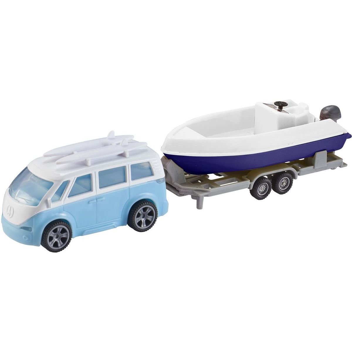 Halsall Teamsterz Karavan s prívesom a loďou Modré auto a fialový člun