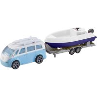 Halsall Teamsterz Karavan s prívesom a loďou Modré auto a fialový člun