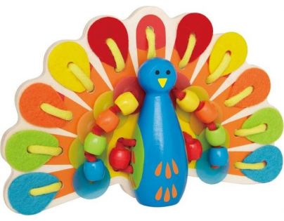 Hape drevený prevliekací a šnurovací páv