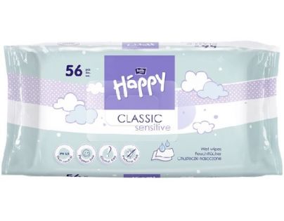 Happy Classic Sensitive čistiace obrúsky á 56 ks