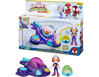 Hasbro Spider-Man Spidey and his amazing friends Tématické vozidlo Ghost-Spider with Glide Spinner
