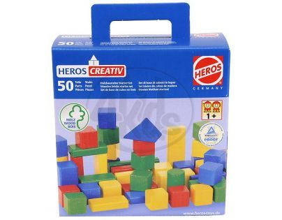 Dřevěné kostky kufřík 50 ks