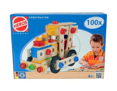 HEROS S 39027 - Drevená konštrukčná súprava Constructor 100 dielov