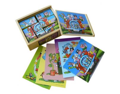 HM Studio Dřevěné obrázkové kostky 12 ks