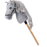 Hobby horse Apollo, šedý kôň na tyči, povrázková hriva