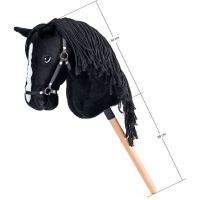 Hobby horse Cortez, čierny kôň na tyči, povrázková hriva 2