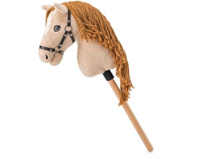 Hobby horse Gracia, béžová kobyla na tyči, povrázková hriva