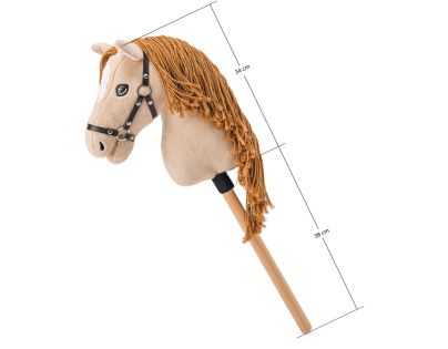 Hobby horse Gracia, béžová kobyla na tyči, povrázková hriva
