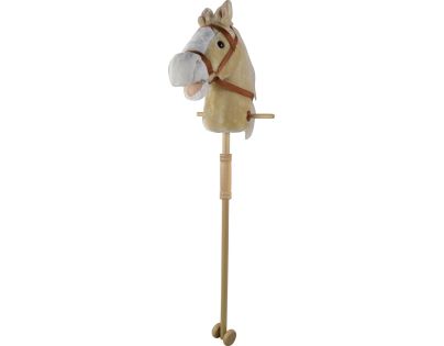 Hobby kôň 95 cm béžový s kolieskami so zvukom koňa